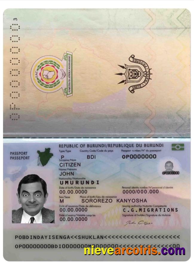Burundi passport completely editable 2019 – present
